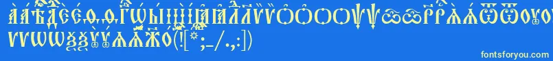 Orthodox.TtIeucs8Caps Font – Yellow Fonts on Blue Background