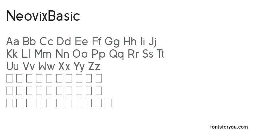 A fonte NeovixBasic – alfabeto, números, caracteres especiais