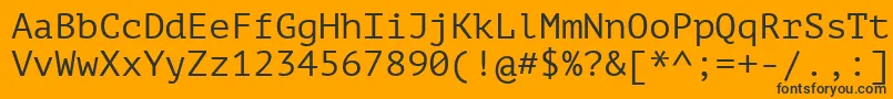 Czcionka Ptm55fW – czarne czcionki na pomarańczowym tle