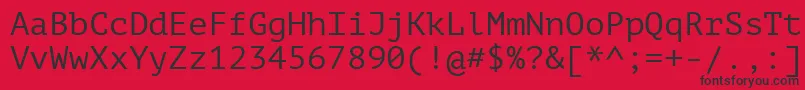 Czcionka Ptm55fW – czarne czcionki na czerwonym tle