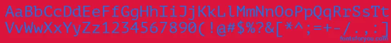 Ptm55fW-Schriftart – Blaue Schriften auf rotem Hintergrund