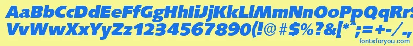 SaxonyserialHeavyItalic Font – Blue Fonts on Yellow Background