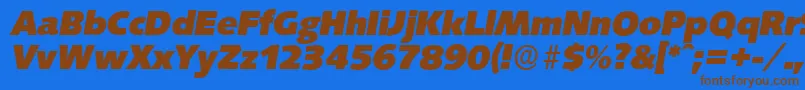 SaxonyserialHeavyItalic Font – Brown Fonts on Blue Background
