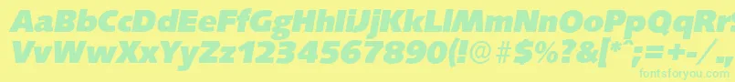 SaxonyserialHeavyItalic Font – Green Fonts on Yellow Background
