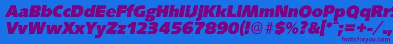 SaxonyserialHeavyItalic Font – Purple Fonts on Blue Background