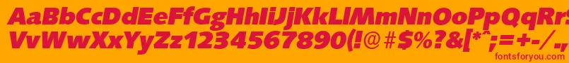 SaxonyserialHeavyItalic Font – Red Fonts on Orange Background
