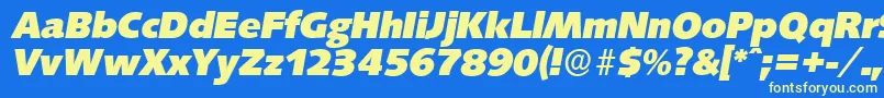 SaxonyserialHeavyItalic Font – Yellow Fonts on Blue Background