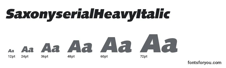 Размеры шрифта SaxonyserialHeavyItalic