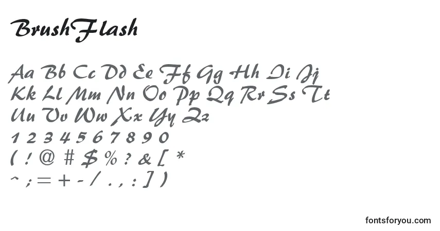 Schriftart BrushFlash – Alphabet, Zahlen, spezielle Symbole