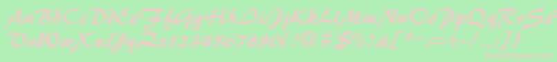 BrushFlash-fontti – vaaleanpunaiset fontit vihreällä taustalla