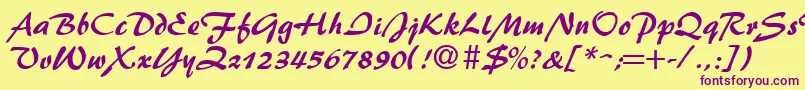 BrushFlash Font – Purple Fonts on Yellow Background