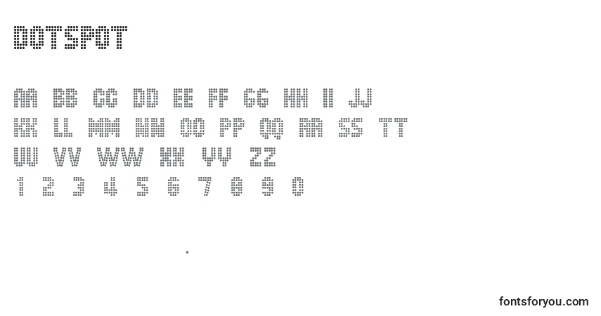Czcionka DotSpot – alfabet, cyfry, specjalne znaki