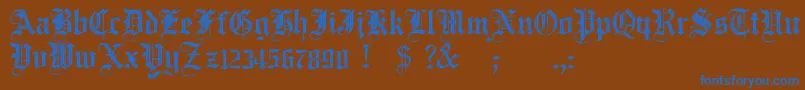 フォントJmhSantaMariaRough – 茶色の背景に青い文字