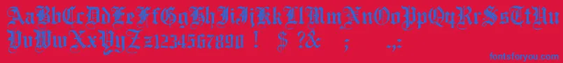 JmhSantaMariaRough Font – Blue Fonts on Red Background