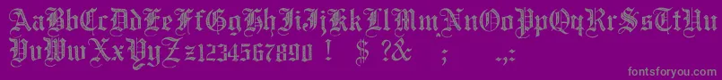 フォントJmhSantaMariaRough – 紫の背景に灰色の文字