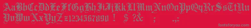 フォントJmhSantaMariaRough – 赤い背景に灰色の文字
