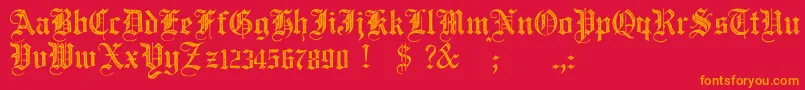 JmhSantaMariaRough Font – Orange Fonts on Red Background