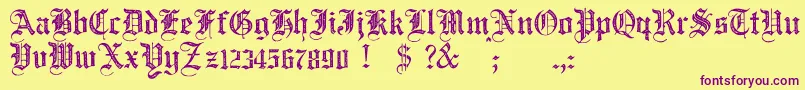JmhSantaMariaRough Font – Purple Fonts on Yellow Background