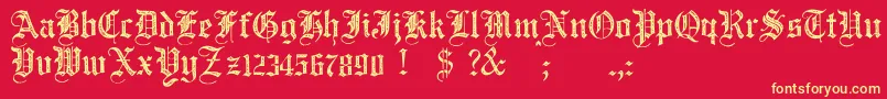 JmhSantaMariaRough Font – Yellow Fonts on Red Background