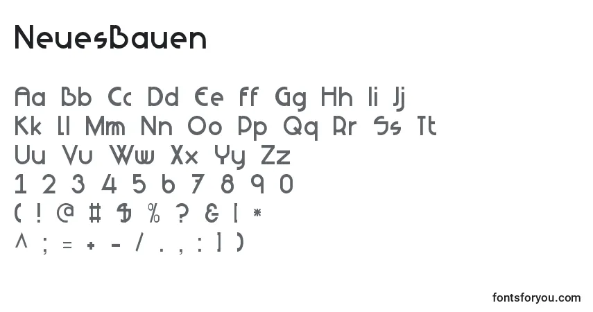 NeuesBauen-fontti – aakkoset, numerot, erikoismerkit