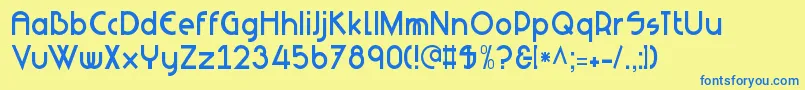 NeuesBauen-fontti – siniset fontit keltaisella taustalla