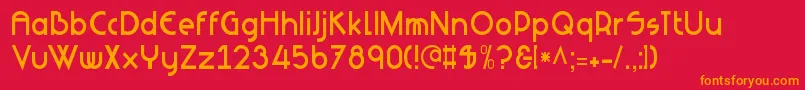 NeuesBauen-Schriftart – Orangefarbene Schriften auf rotem Hintergrund