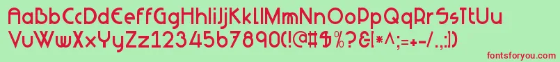 フォントNeuesBauen – 赤い文字の緑の背景
