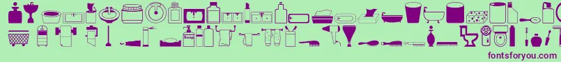 Czcionka Hygieneo – fioletowe czcionki na zielonym tle