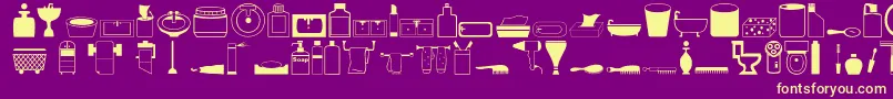 Hygieneo-Schriftart – Gelbe Schriften auf violettem Hintergrund