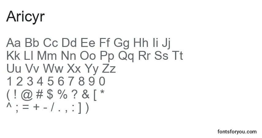 Шрифт Aricyr – алфавит, цифры, специальные символы