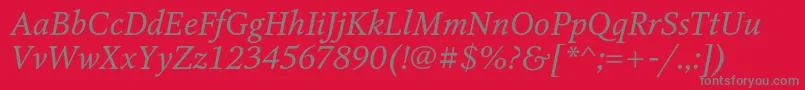 フォントOctavacItalic – 赤い背景に灰色の文字