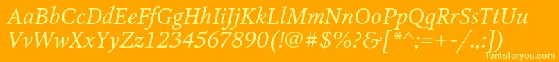 OctavacItalic-Schriftart – Gelbe Schriften auf orangefarbenem Hintergrund