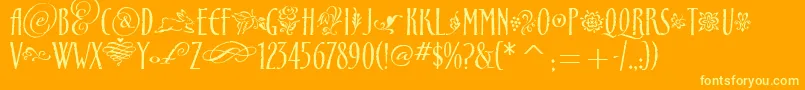 CancioneitcTt-fontti – keltaiset fontit oranssilla taustalla