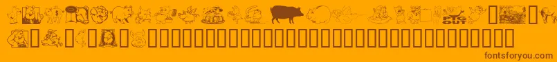 EinSchwein-Schriftart – Braune Schriften auf orangefarbenem Hintergrund