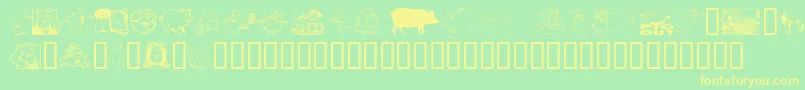 フォントEinSchwein – 黄色の文字が緑の背景にあります