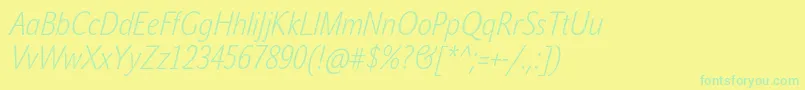 JohnsanscondWhiteProItalic Font – Green Fonts on Yellow Background