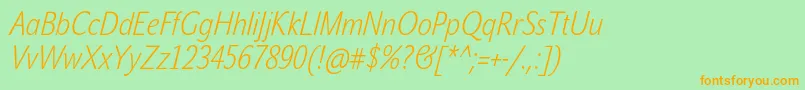 JohnsanscondWhiteProItalic Font – Orange Fonts on Green Background