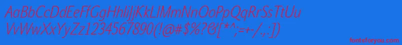 JohnsanscondWhiteProItalic Font – Red Fonts on Blue Background