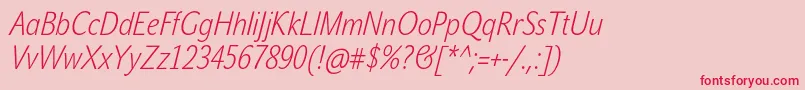 JohnsanscondWhiteProItalic Font – Red Fonts on Pink Background