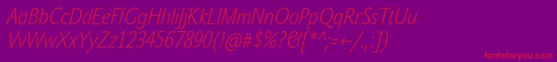 JohnsanscondWhiteProItalic Font – Red Fonts on Purple Background