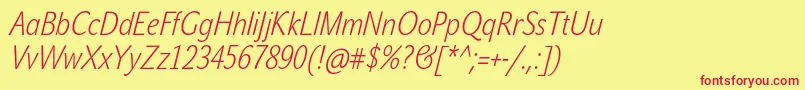 JohnsanscondWhiteProItalic Font – Red Fonts on Yellow Background