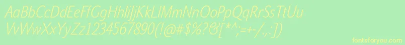 JohnsanscondWhiteProItalic Font – Yellow Fonts on Green Background