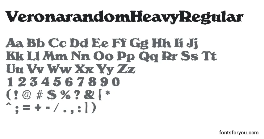 A fonte VeronarandomHeavyRegular – alfabeto, números, caracteres especiais