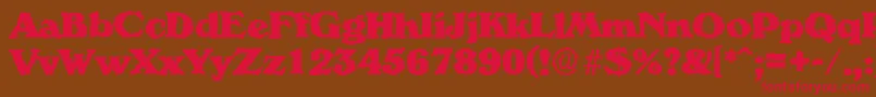 フォントVeronarandomHeavyRegular – 赤い文字が茶色の背景にあります。