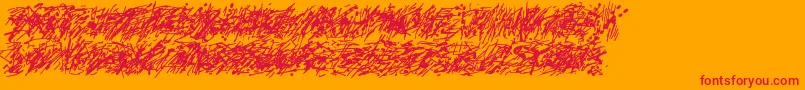 Pollockc5-Schriftart – Rote Schriften auf orangefarbenem Hintergrund