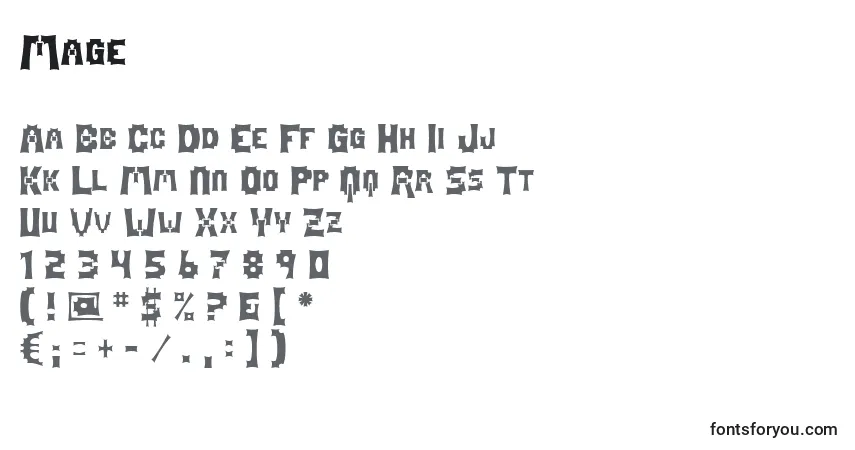 Schriftart Mage – Alphabet, Zahlen, spezielle Symbole
