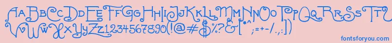 FortunaschweinComplete-Schriftart – Blaue Schriften auf rosa Hintergrund