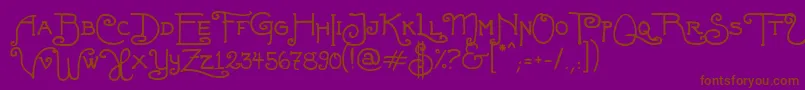 FortunaschweinComplete-Schriftart – Braune Schriften auf violettem Hintergrund