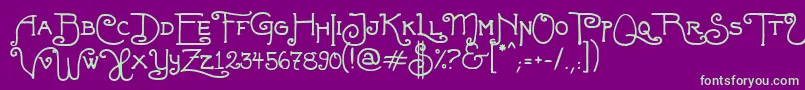 FortunaschweinComplete Font – Green Fonts on Purple Background