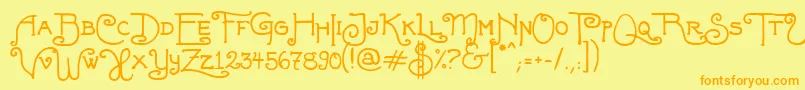 FortunaschweinComplete Font – Orange Fonts on Yellow Background